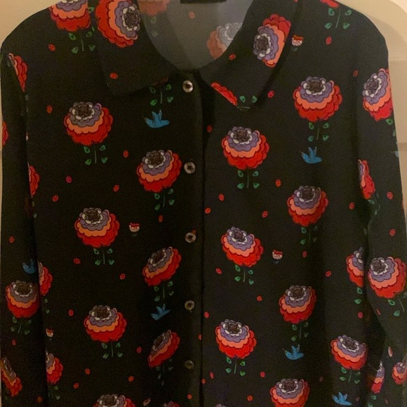 Sister Jane Black Floral Print Shirt Blouse - Picture 2 of 5